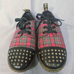 Doc Martens Rare Plaid Studded Lace-Up Shoes Size 6/EU 37